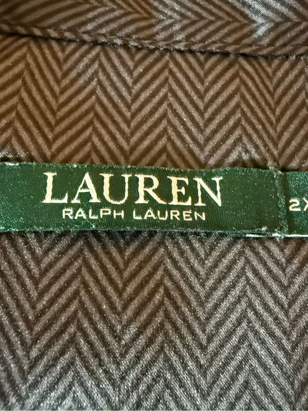 Lauren Ralph Lauren Satin Long Pajama Set Gray Herringbone Red Floral 2X